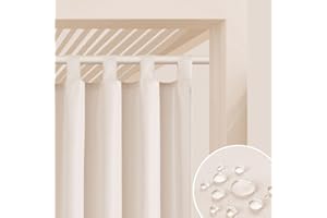 ‎ROOM99 ROOM99 Outdoorvorhäng mit Schlaufen Garden Line 155 x 200 cm Breite x Höhe Outdoor Vorhang wetterfest Wasserdicht Sichtschutz Sonnenschutz Gardinen Garten Winddicht Helle Creme, 1 Stück