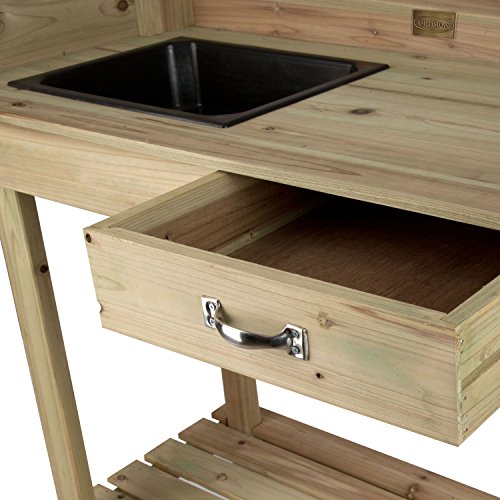 Christow Holz-Pflanztisch verzinkte Arbeitsfläche 2 Abstellböden Mit rädern - 4