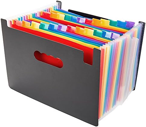 24 Pockets Expanding File Organiser Folder A4 Documents Paper Foolscap Folder Wallet Portable Concertina Files Multicolour Business Document Wallet