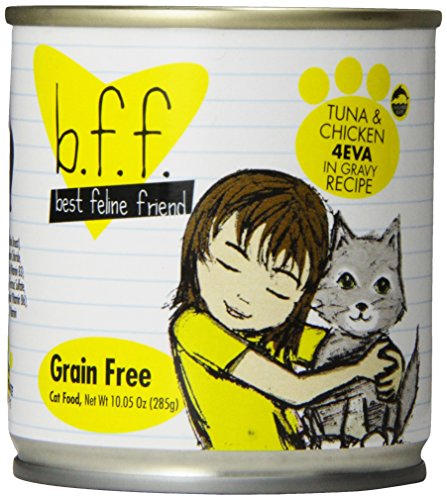B.F.F. - Best Feline Friend, Tuna & Chicken 4-Eva with Tuna & Chicken in Gravy Cat Food by Weruva, 10oz Can (Pack of 12)