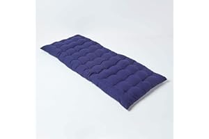 HOMESCAPES Coussin pour Banc de Jardin, Matelas de Sol, Coussin pour Banquette extérieure 2 Places, Coton - 108 x 42 x 5 cm - Bleu Marine