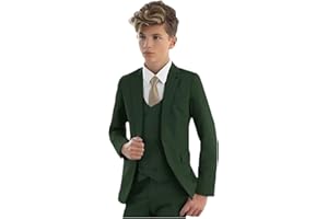 BOTONG Vestito elegante per bambini, 3 pezzi, con giacca con revers a lancia, gilet e pantaloni, smoking da bambino, per matrimoni e feste