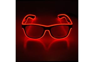 Therlan Brille Led PartyBrille, Neon Leucht Brille, Leuchten Party Sonnenbrille, LED Rave Kostüme Glow Leuchtbrille für EDM Halloween Party (Rot)