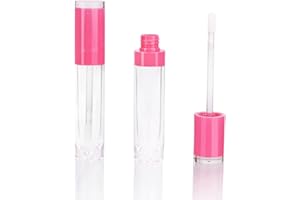 COSIDEA Lot de 26 tubes de gloss à lèvres vides de 8 ml avec baguette transparente, conteneurs ronds rose rose pour gloss à lèvres