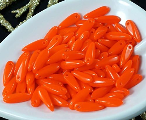 100pcs Small Opaque Orange Czech Glass Dagger Beads Glass Leaf Beads Petal Beads 11mm x 3mm