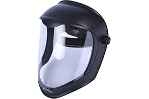 LOL-FUN F Fityle Escudo Facial Casco de Soldadura con Lente Transparente de Pantalla de Policarbonato Sin Recubrimiento Anti-UV Protección de Ojos Cara Completa - Máscara única diadema