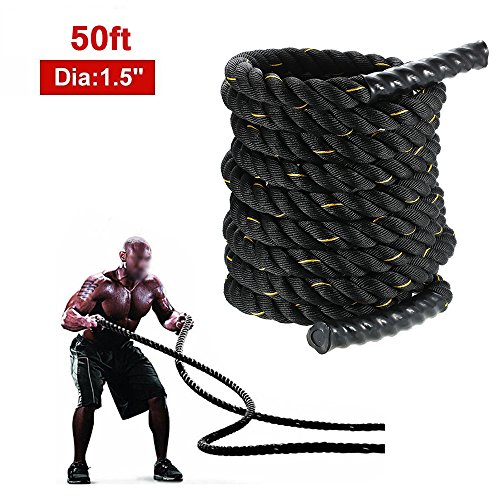 TOMSHOO Battle Rope Schwungseil Länge 10M/12M /15M Trainingsseil Sportseil Schlagseil für Sprung- Kletterübungen oder Tauziehen - 5