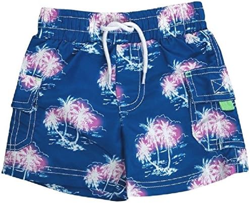 QBE Minoti Baby Boys Todlers Printed Swimming Shorts Blue Palm (Dark Blue, 12-18 Months)