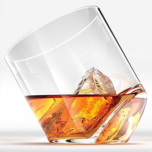 Rocker Whiskey Glasses Scotch Glasses Tilted Cognac Snifter Glasses By Kteam - 8.5 Oz Set of 2. Highball Tumbler Party Glasses