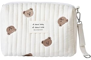 Youihom Petit Sac à Langer Bebe Beige Trousse a Langer Pochette Rangement Sac à Langer Fourre-tout Trousse pour Poussette Sacoche Bébé Fille Garcon Cadeau