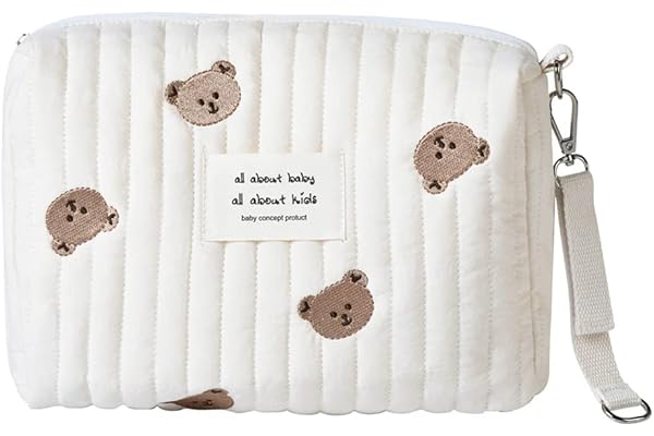 Youihom Petit Sac à Langer Bebe Beige Trousse a Langer Pochette Rangement Sac à Langer Fourre-tout Trousse pour Poussette Sacoche Bébé Fille Garcon Cadeau