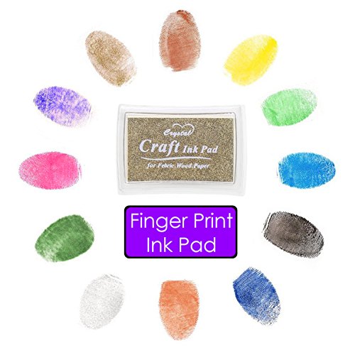 Stempelkissen Set, Aodoor Stempel Tinte fuer Papier Handwerk Stoff, Stamp Pad Fingerdruck für Scrapbook, Malerei Hochzeit Kinder Geburtstags-Gastgeschenke – 12 Farben - 2