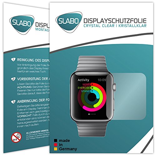 4 x Slabo Displayschutzfolie Apple Watch 42mm Displayschutz Schutzfolie Folie (verkleinerte Folien, aufgrund der Wölbung des Displays) „Crystal Clear“ unsichtbar MADE IN GERMANY - 2