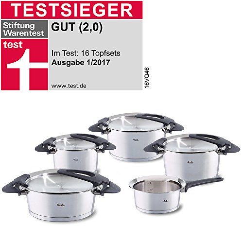 Fissler Topfset intensa /5-teilig / Edelstahl Kochtopf Set / Kochtöpfe Induktion Gas Elektro Ceran / Griffe schwarz / – 016-118-05-000/0 - 5