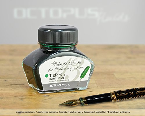 Octopus Fluids 30 ml feinste Schreibtinte Tiefgrün für Füllhalter / Schreibfedern im Tintenglas, Füllhaltertinte - 2