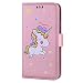 Produktbild Samsung Galaxy J7 2017 [EU Version] Hülle, Chreey (Unicorn) Niedlich [Regenbogen Einhorn] Glitzer Handyhülle Premium PU Leder Tasche Flip Wallet Cover mit Standfunktion Kartenfach Schutzhülle [Rosa]