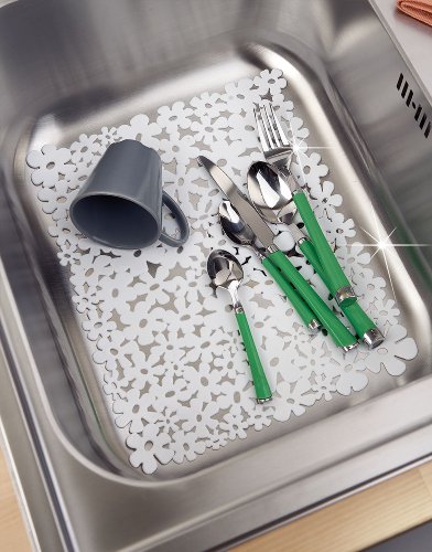 WENKO 2002030100 Spülbeckeneinlage Flower Weiß, Kunststoff, Weiß - 3