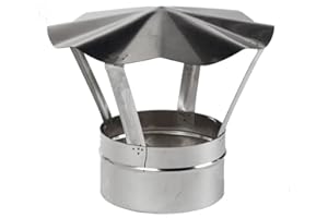 PROSTKO LTD Prostko Stainless Steel Chimney Cowl - Rain Cover Protector Stove Cap Top Burner Pipe Pot. (150mm / 5.91''), Silver