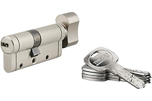 THIRARD - Cylindre de Serrure à Bouton Trafic 12 - Laiton - Pour Porte D'entrée - 8 Goupilles - Anti-Arrachement, Anti-Perçage, Anti-Crochetage, Anti-Casse, Anti-Snap - 40B x 30 mm - Gris