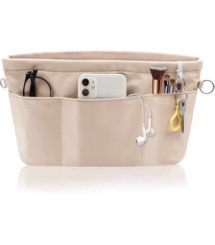 CRITIVE-SHOP Inserto organizer per borsa in feltro, organizer per borsa con scomparti multipli, 2 in 1, per borse con tasca rimovibile e portachiavi