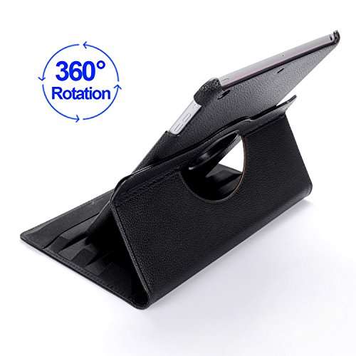 iPad Air Hülle, RC iPad Air iPad 5 360 drehende Smart Hülle PU Leder Abdeckung Gehäusedeckel für Apple iPad Air, Schwarz - 8