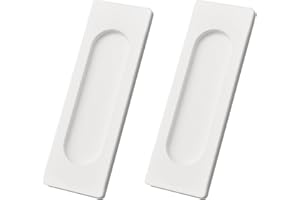 MOROBOR Tiradores rectangulares autoadhesivos para puerta corrediza, 2 tiradores ocultos de aleación de aluminio para puerta corrediza de granero, armario, cajones (blanco, 100 mm)