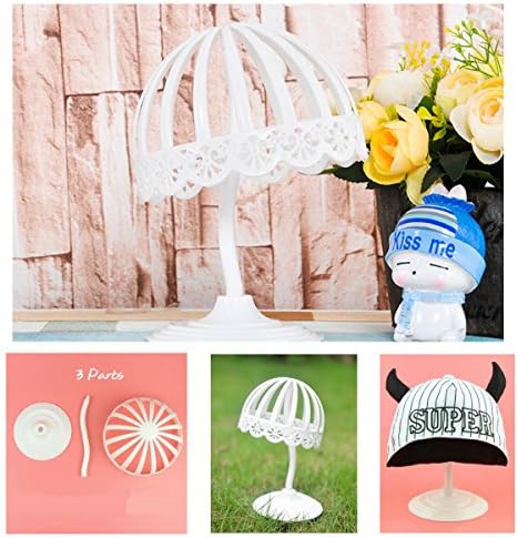 CONNECTWIDE® Freestanding Hat White Plastic Stable Detachable Hat Wig Display Stand Holder Cap Storage Shelf for Baby 20 cm. (2, Medium)