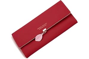 ANYWN Duży portfel damski, duża pojemność, elegancki damski portfel, duży portfel z przegródkami na karty i kieszonką na drobne, czerwony, Elegancki