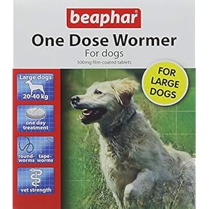 Beaphar One Dose Wormer for Large Dogs 4 Tablets (Pack of 2, Total 8 Tablets)