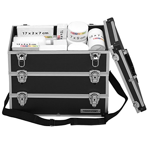 Werkzeugkoffer Angelkoffer Präsentationskoffer 3 Ebenen Alu 32L – Schwarz - 6