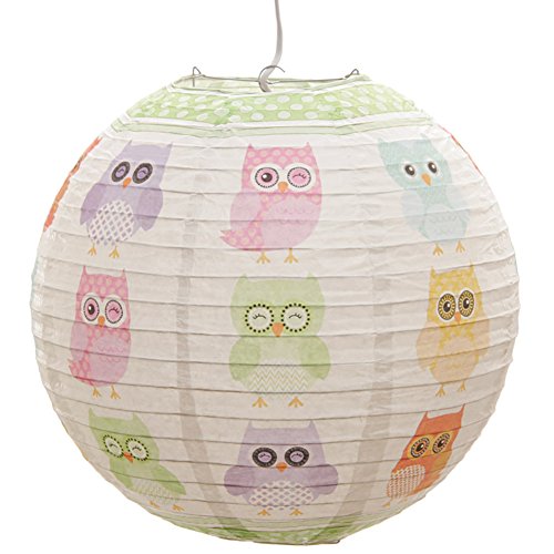 Papier-Lampenschirm – Kinderlampe mit Eulen-Dekor ca. 30cm Durchmesser - 2