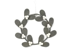 Én Gry & Sif Ghirlanda per porta effetto vischio, in feltro naturale, a mano, commercio equo, ghirlanda da appendere come decorazione natalizia, diametro 20 cm