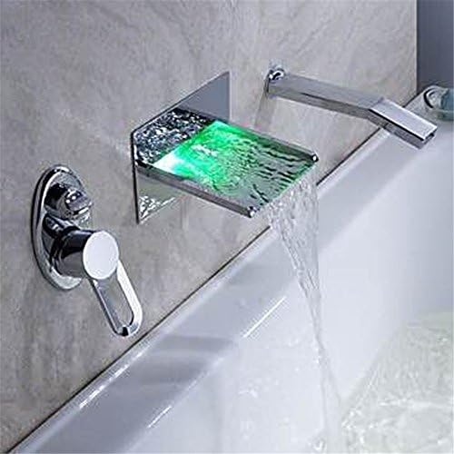 FHLYCF Basin faucet, European style modern LED lamp, 3 piece waterfall, dark water, water tank, basin faucet
