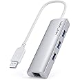 Wavlink USB 3.0 3 Ports Hub with Gigabit Ethernet Adapter, Unibody Aluminum Alloy Body Slim and Sandblasted Surface Supports for Windows Mac OS