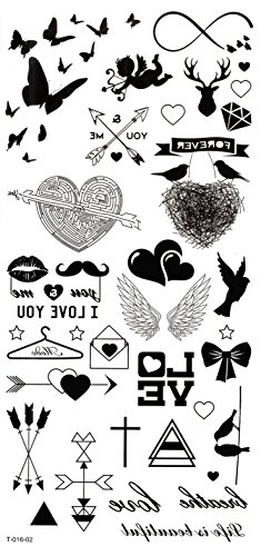 Grashine finalmente tatuaggi temporanei farfalle, cuori, frecce, Cupid, ali, i Love you, ali look like Real tatuaggi temporanei