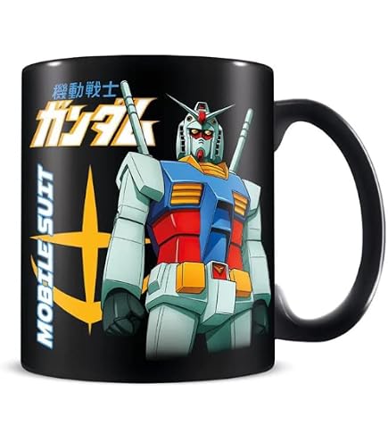 Gundam Mobile Suit Design - Tazza da caffè in ceramica nera da 325 ml, in confezione regalo, prodotto ufficiale Gundam