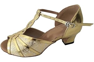 ELISHA DANCE Chaussures de danse latine salsa à bout ouvert pour femme - Semelle souple - Sandales à talon bas