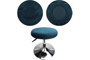 HuaLiSiJi Copri Sgabello Rotondo Tessuto di Lusso Diametro 30-40cm, Elastico Antirughe Lavabile e Antipolvere (1 Pezzi Blu Pavone)