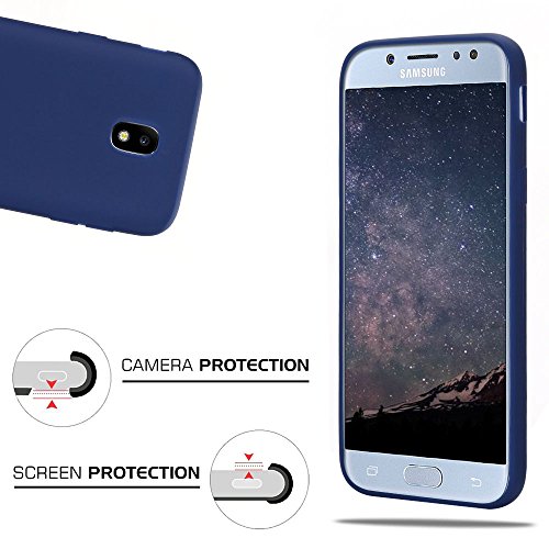Custodia per Samsung J3 2017 Cover, Moevn Ultra Slim Morbido in TPU Silicone Posteriore Case per Samsung Galaxy J3 2017 Smartphone Opaco Gel Flessibile Sottile Antiurto Protezione Bumper (Blu scuro)