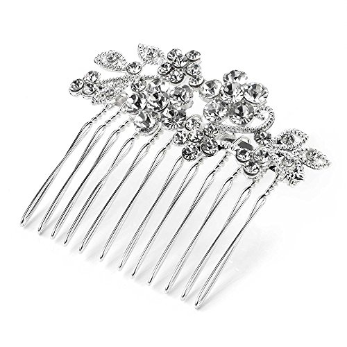 GIZZY® Ladies Girls Silver Effect Diamonte Crystal Flower hair Comb