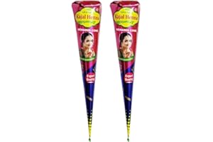 AARNAV Fresh Dark Brown Kajal Henna Cones for Natural Temporary Tattoos Kajal Mehndi Cone for Temporary Tattoos and Body Art (Pack of 2)