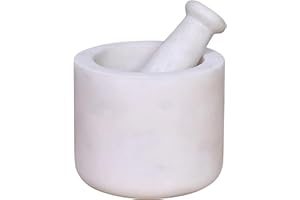 BOX And Tree | Gran mortero y mortero de mármol blanco natural artesanal hecho a mano - (Blanco, 12cm)