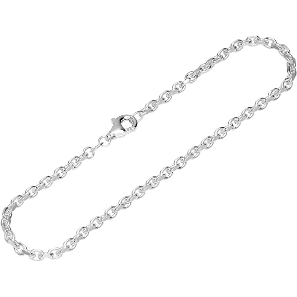 NKlaus Armband 925 Sterling Silber, 19 Cm S-Panzerkette Diamantiert - Herrenarmband In Eleganter Kettenoptik