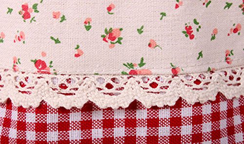 Addfun®Prämie Stoff Faltbare Runden Wäsche Korb,Stitching Spitze Wäsche Korb Kinder Spielzeug Lagerung Halter mit Lids 35 * 45cm(rote Blume) - 4