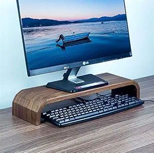 Sheesham Wood Monitor Computer Screen Stand Riser Tidy Desk Wooden Holder Shelf Workspace Accessories