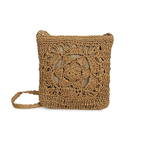 Preisvergleich Produktbild Purebesi Handarbeit häkeln Tasche, gestrickte Tasche Blume Strand Aufbewahrungstasche für Damenmode gewebt Cross-Body Tasche