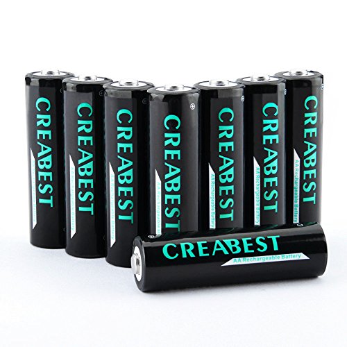 Creabest 2500mAh Ni-MH AA Baterías Recargables con Cajas de Almacenamiento, Baterías de 8 Paquetes