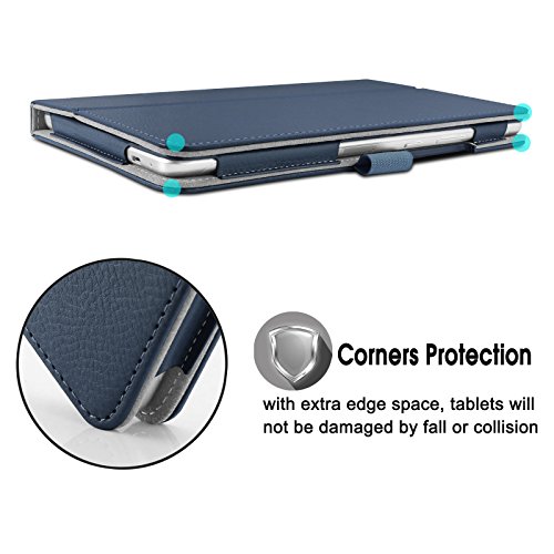 Huawei MediaPad T3 8 8-Inch Hülle Case, Infiland Slim Fit Folio PU-lederne dünne Kunstleder Schutzhülle Cover Tasche für Huawei MediaPad T3 8-Inch IPS Tablet(Dunkleblau) - 5