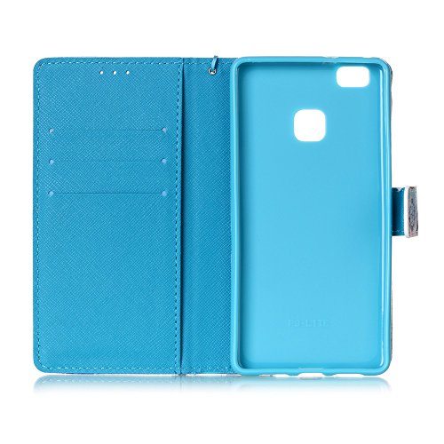 Huawei P9 Lite Hülle Leder ,SKYXD Stern Traumfänger Drucken Muster Schutzhülle PU Folio Ledertasche Trageschlaufe / Magnetverschluss / Kartenfächer Brieftasche / Standfunktion Handyhülle mit Eule Staubstecker + Eingabestift 3 in 1 Zubehör Handytasche Etui für Huawei P9 Lite Bookstyle Flip Leather Case With Stylus Dust Plug - 6