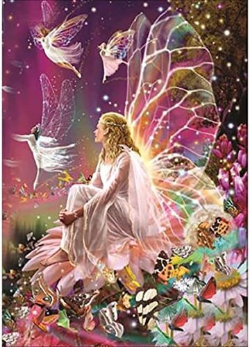 DIY 5D Diamond Painting, Crystal Rhinestone Full Diamond Embroidery Pictures Arts Craft for Home Wall Decor Fairy Queen on The Flower 11.8 x 15.7 Inch (flower)
